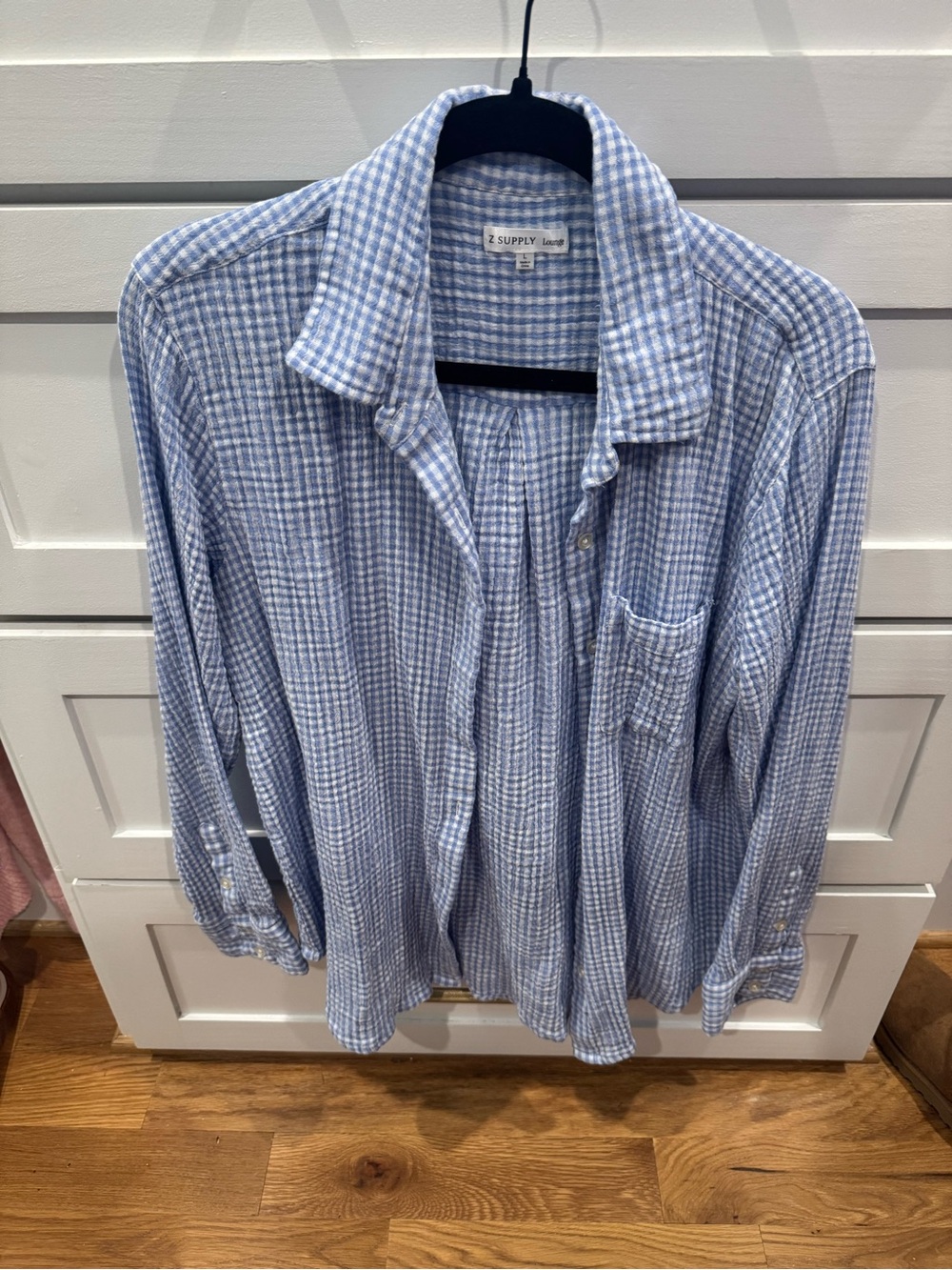 Z Supply Light Blue Gingham Button-Down Shirt